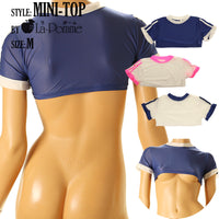 La-Pomme GUS fabric mini top gym clothes with lines TA04