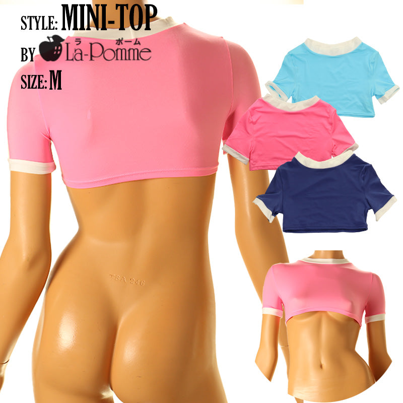 La-Pomme MFS fabric mini top gym clothes with lines TA05