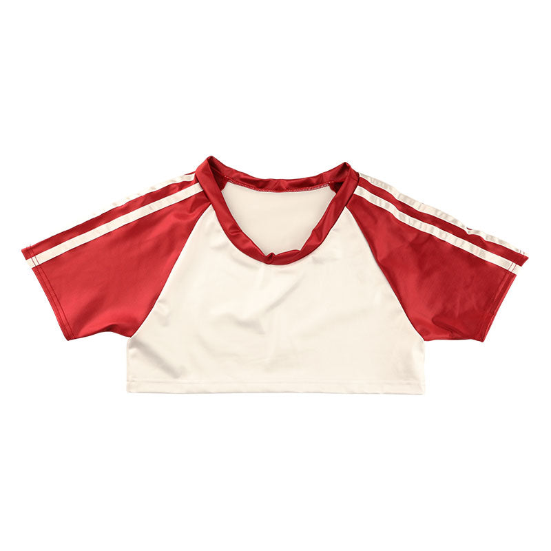 La Paum Women's Tight Mini Gymnastics Uniform with Side Stripes, Glossy Super Wet Fabric, TA06