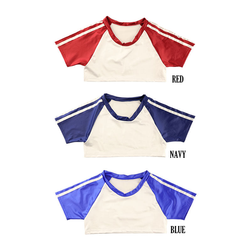 La Paum Women's Tight Mini Gymnastics Uniform with Side Stripes, Glossy Super Wet Fabric, TA06