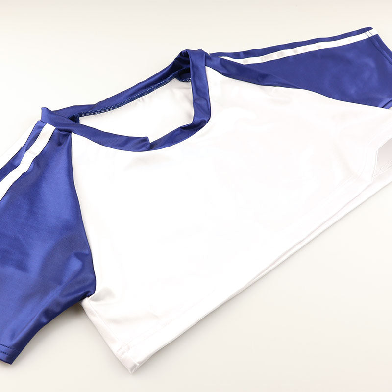 La Paum Women's Tight Mini Gymnastics Uniform with Side Stripes, Glossy Super Wet Fabric, TA06