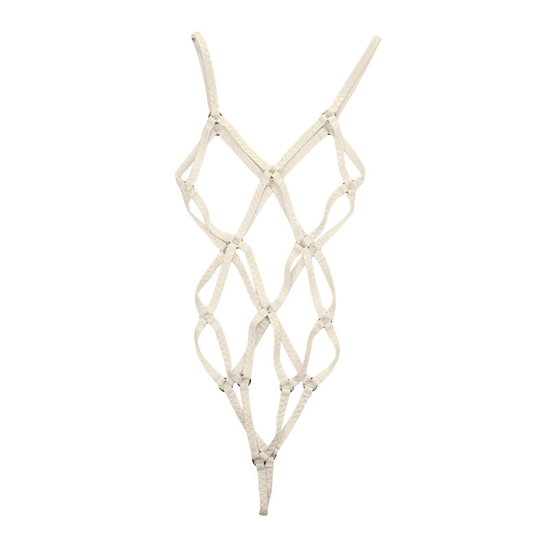 La-Pomme Super Wet Fabric Hexagonal Binding Playsuit UPS002