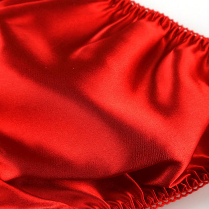 La-Pomme Satin Fabric Simple Side Drawstring Full Back Shorts 115036