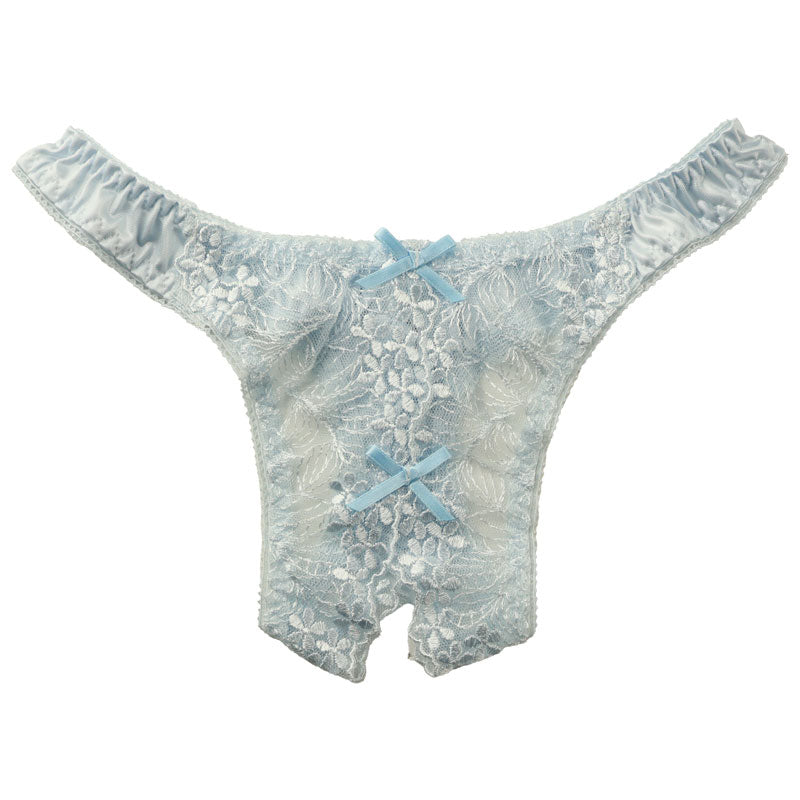 La-Pomme Felica fabric tulle lace open crotch T-back shorts 121014