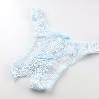 La-Pomme Felica fabric tulle lace open crotch T-back shorts 121014