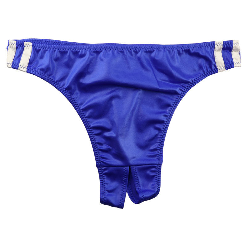 La-Pomme 2 Lines on the Side Bloomers Shorts Open Crotch Super WET Fabric T-Back 124003