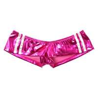 La-Pomme Sparkling Shiny Metallic Fabric Low Leg Bloomers with Side Lines Micro Mini Boxer Shorts 125001