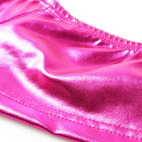 La-Pomme Sparkling Shiny Metallic Fabric Low Leg Bloomers with Side Lines Micro Mini Boxer Shorts 125001