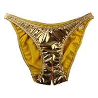 La-Pomme Metallic Fabric Open Crotch Fullback Shorts 221007