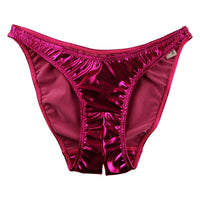 La-Pomme Metallic Fabric Open Crotch Fullback Shorts 221007