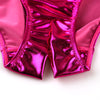 La-Pomme Metallic Fabric Open Crotch Fullback Shorts 221007