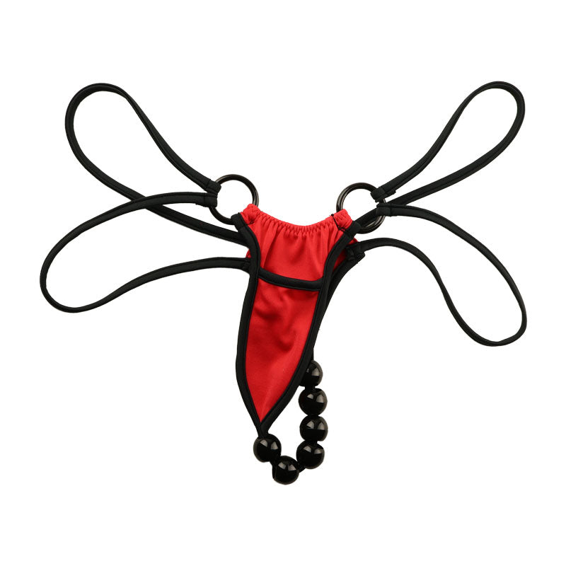 La-Pomme E6000 fabric G string with 6 black balls 222006