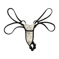 La Paume E6000 fabric G string with 6 black balls 222006