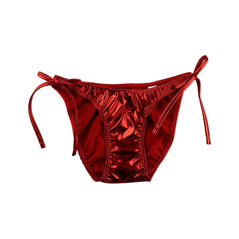 La-Pomme Metallic Fabric Side Ribbon Fullback Shorts 223004