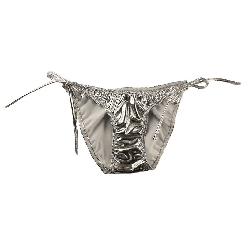 La-Pomme Metallic Fabric Side Ribbon Fullback Shorts 223004