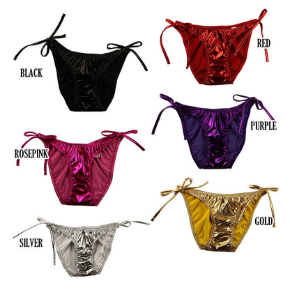 La-Pomme Metallic Fabric Side Ribbon Fullback Shorts 223004