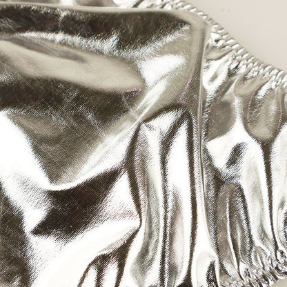 La-Pomme Metallic Fabric Side Ribbon Fullback Shorts 223004