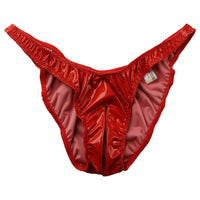 La-Pomme Enamel Synthetic Leather Open Crotch Half Back Shorts 223007