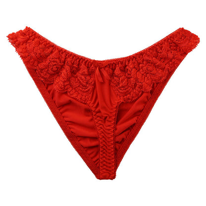 La-Pomme SSS Fabric Stretch Lace High Leg T Front Half Back Shorts 320092