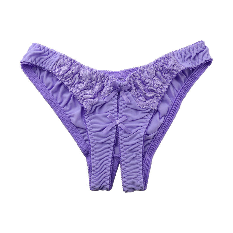 La-Pomme SSS Fabric Stretch Lace Open Crotch Half Back Shorts 322038