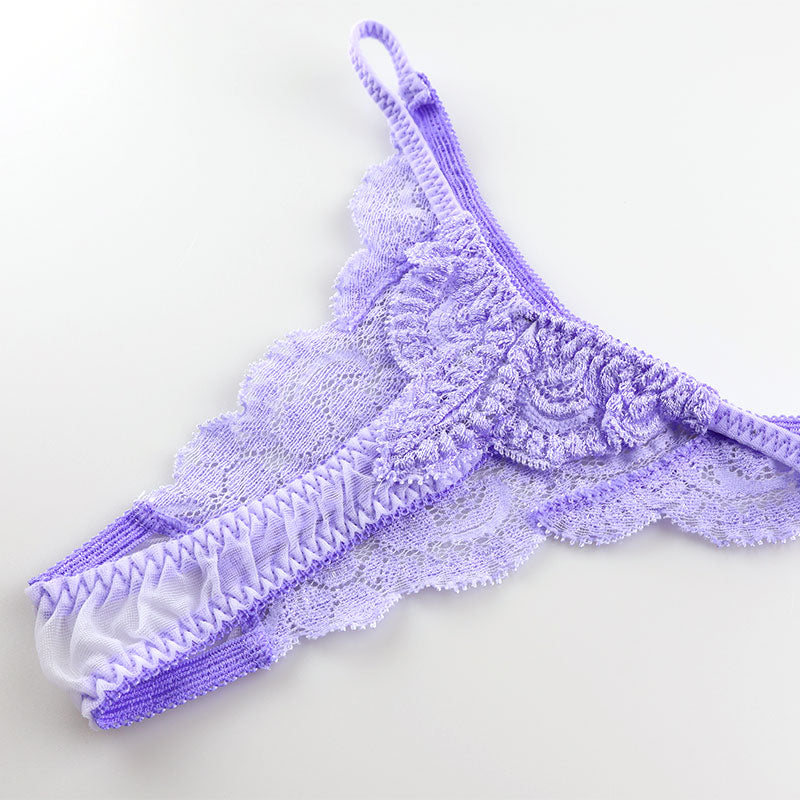 La-Pomme 20 Half Fabric Lace T-back Shorts 322046