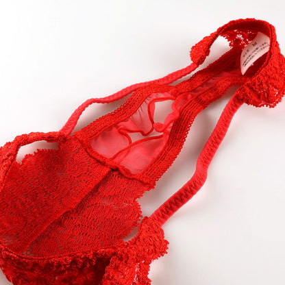 La-Pomme 20 Half Fabric Open Crotch T-Back Shorts 322052