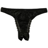 La-Pomme Felica fabric tulle lace open crotch T-back shorts 422032