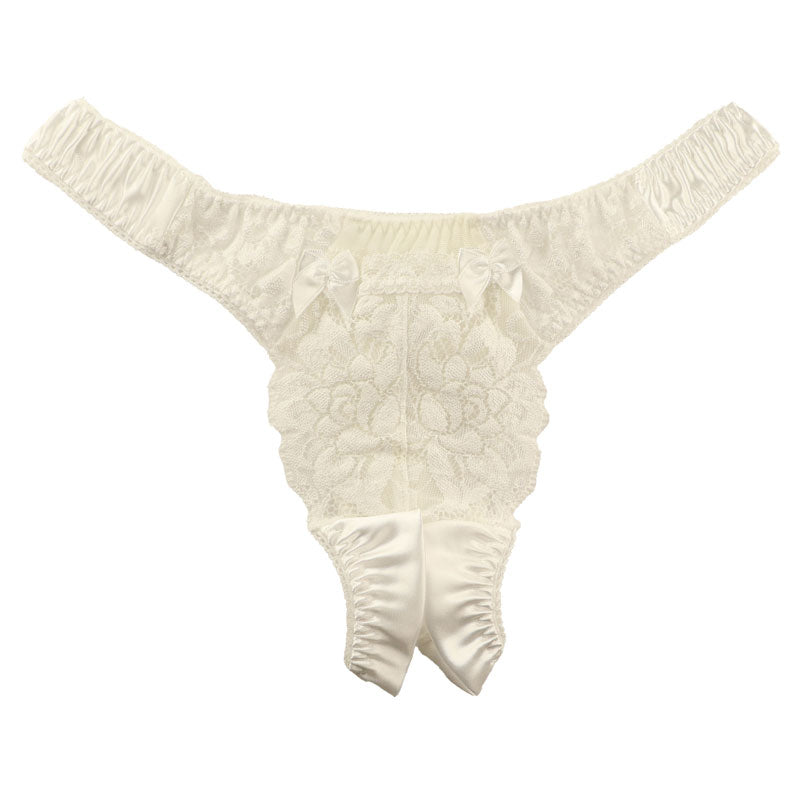 La Paume satin open crotch thong shorts 422036