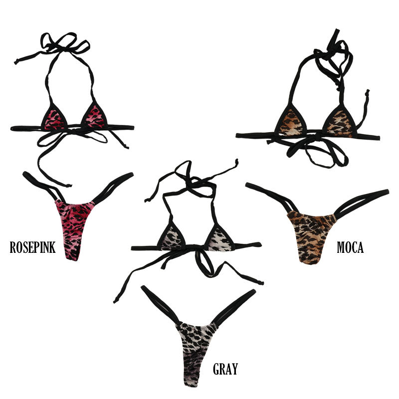 La-Pomme MFS fabric leopard print micro bikini set 52966