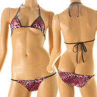 La-Pomme MFS Leopard Print Triangle Bra Half Back Shorts Top and Bottom Set Micro Bikini 535020