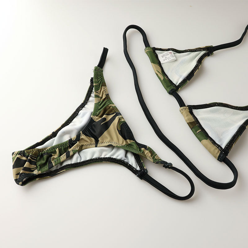 La Paume SLKS fabric camouflage pattern micro bikini set 540006