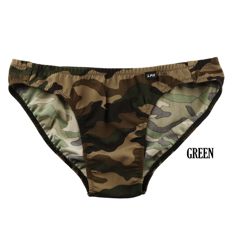 Men's Camouflage Print Full Back Bikini Made in Japan No Seam 620057