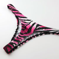 Unisex Zebra Pattern Animal Print SLKS Fabric No Hugging Low Rise Micro Mini T-Back Shorts 723017