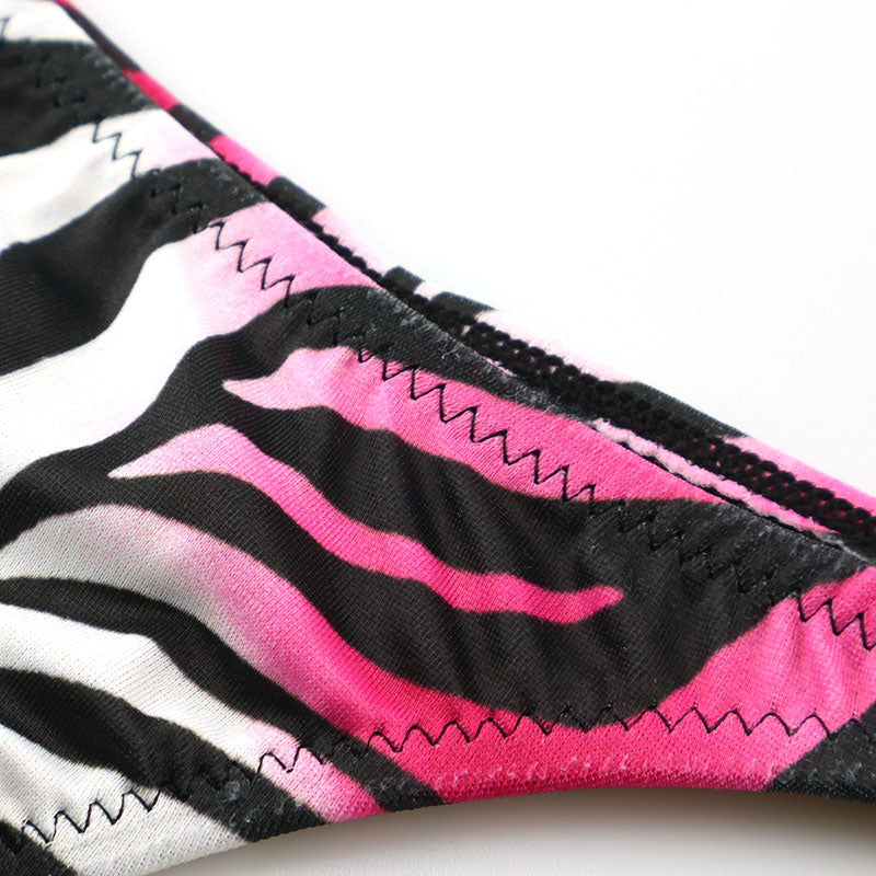 Unisex Zebra Pattern Animal Print SLKS Fabric No Hugging Low Rise Micro Mini T-Back Shorts 723017