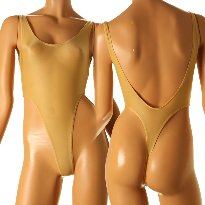 La-Pomme GUS fabric high leg leotard 94356